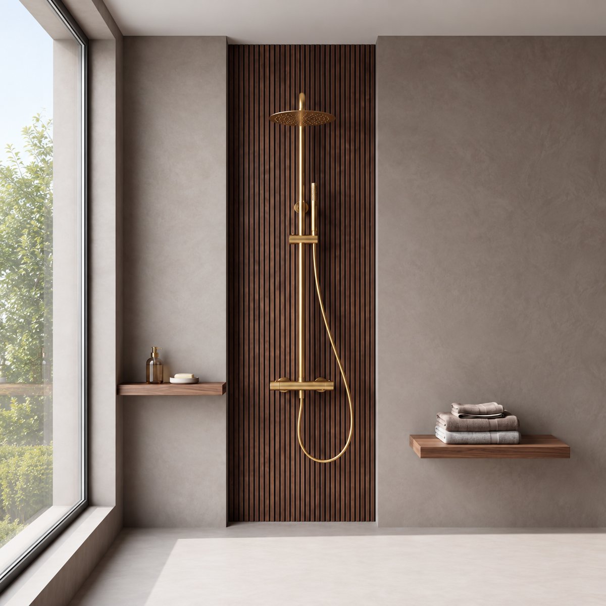 Colonne de Douche Thermostatique Or Brossé