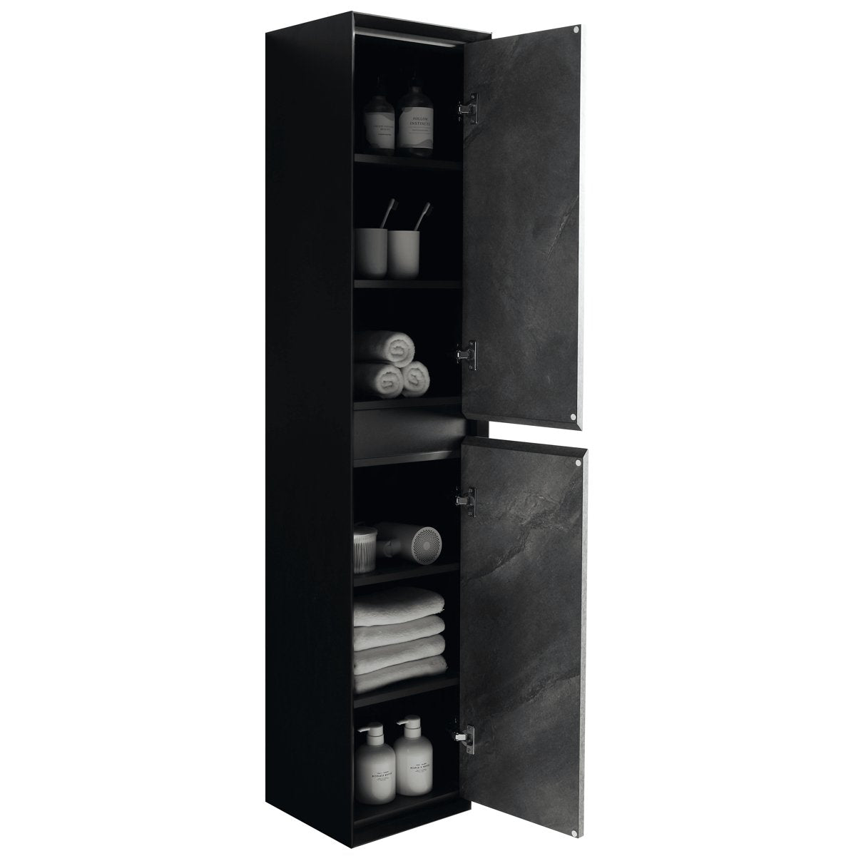 Ensemble salle de bain 100 cm noir effet marbre Aquasasso