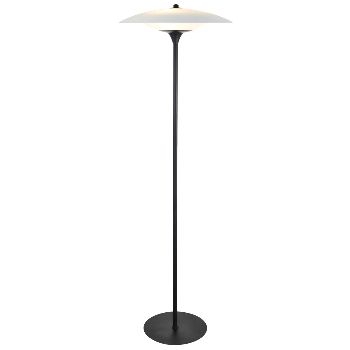 Lampadaire Baroni Ø46 – Verre opale / métal noir
