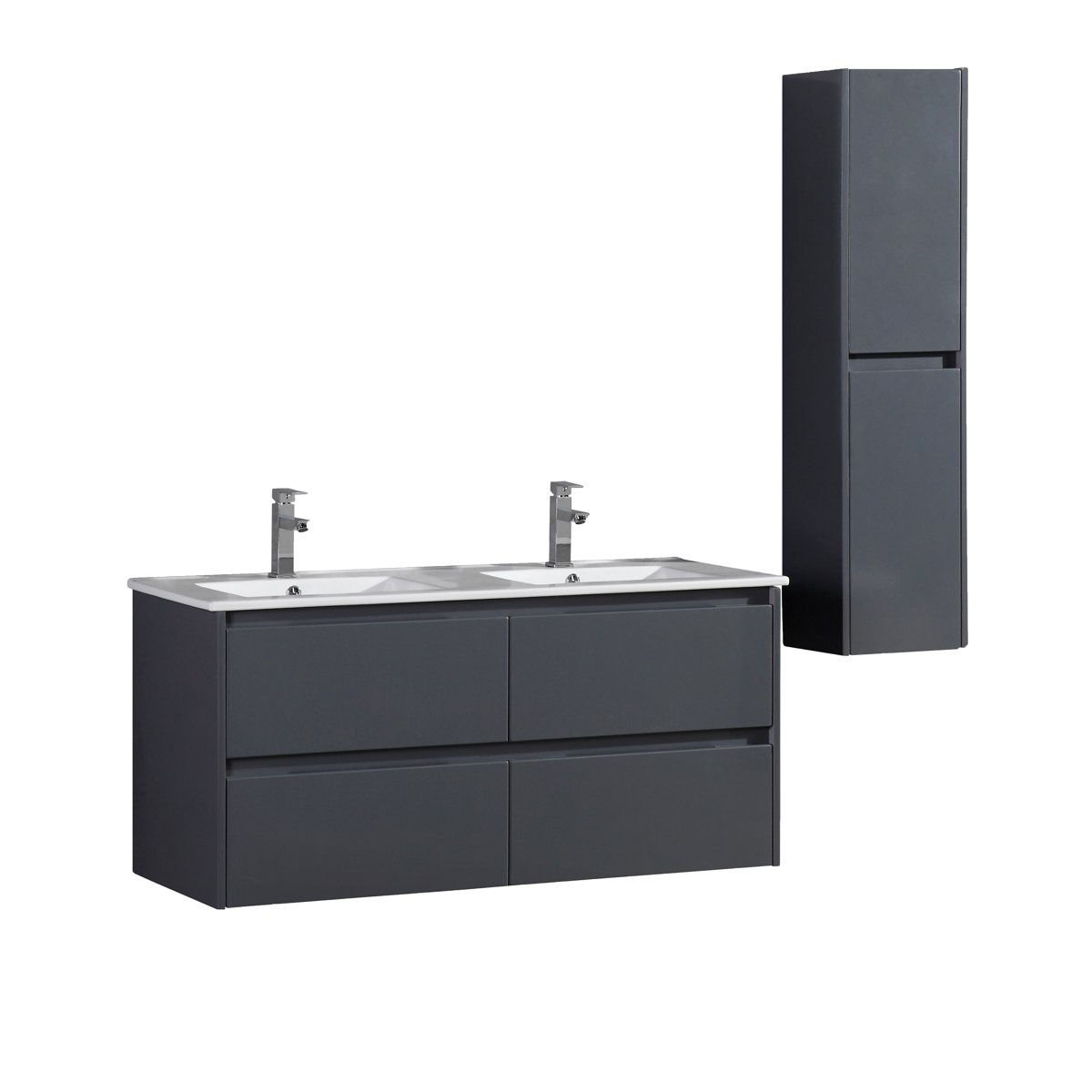 Ensemble salle de bain 120 cm gris laqué Aquadoli