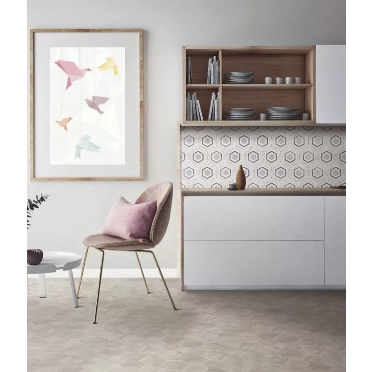 Carrelage Imitation Carreaux de ciment CAPRI 14x16 Tiberio Taupe