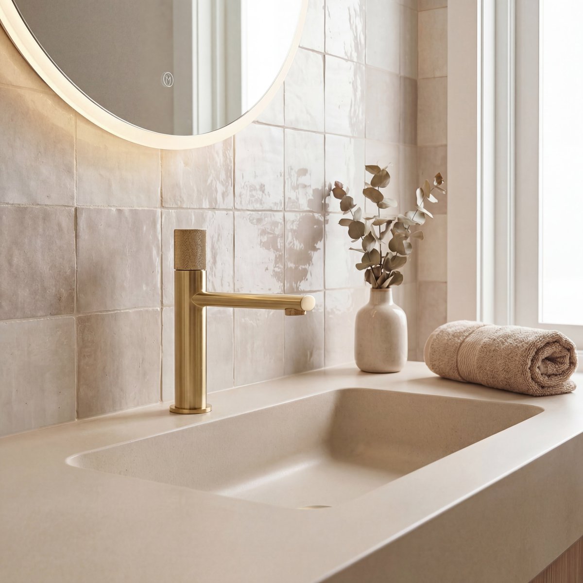Mitigeur de lavabo or brossé
