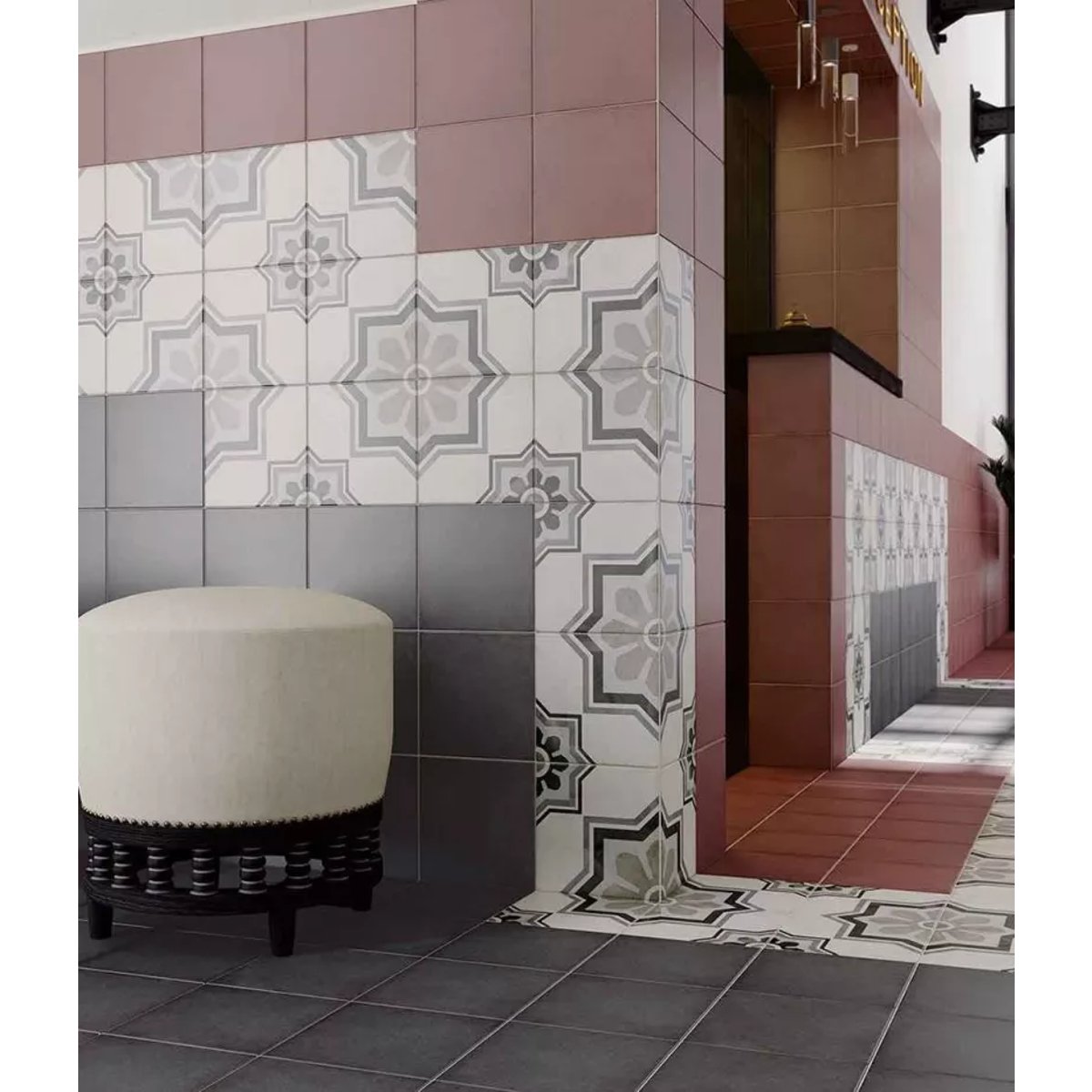 Carrelage Carreaux de Ciment ART NOUVEAU DECOR 20x20 Capitol Grey
