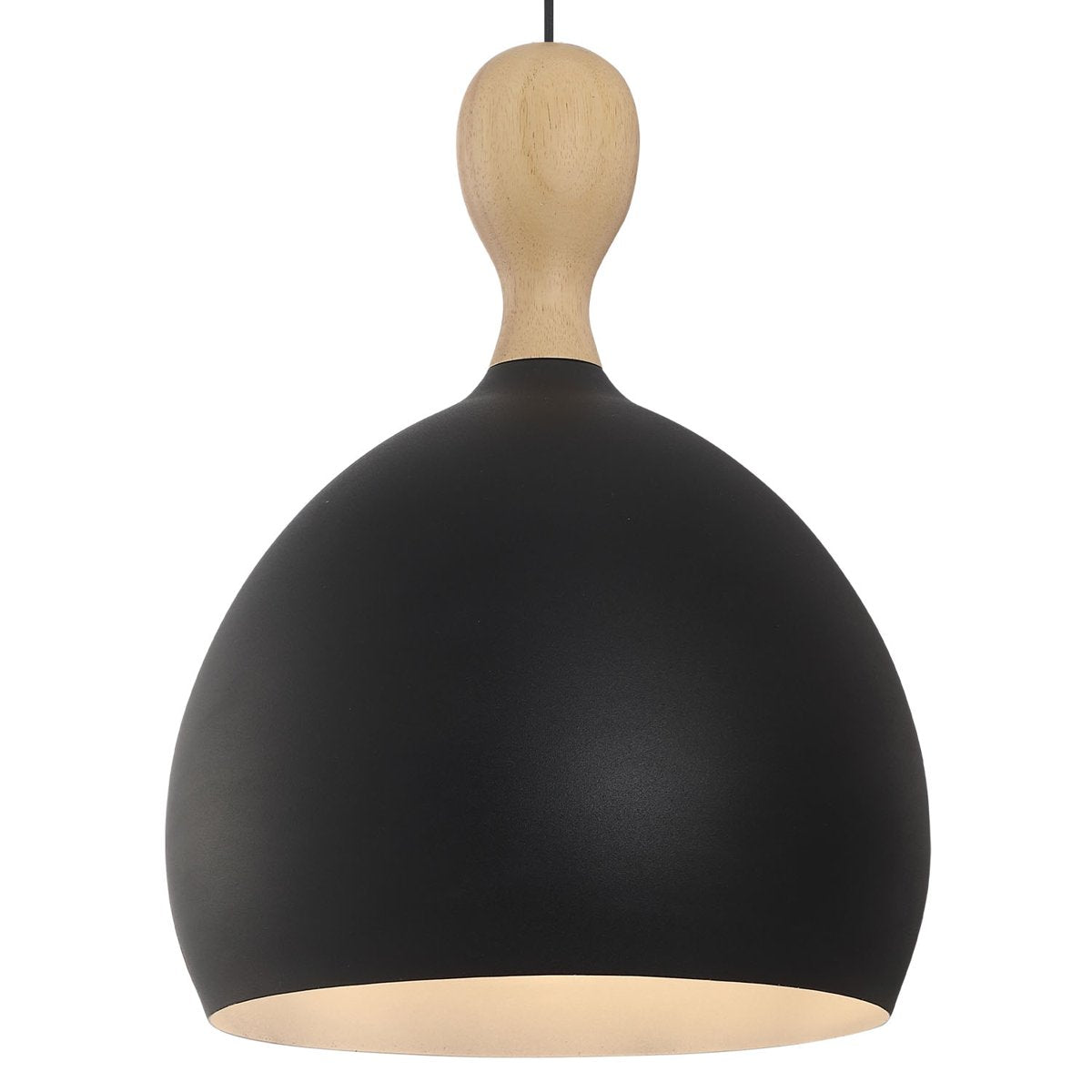 Suspension Dueodde métal et bois Ø39 cm E27 – Noir