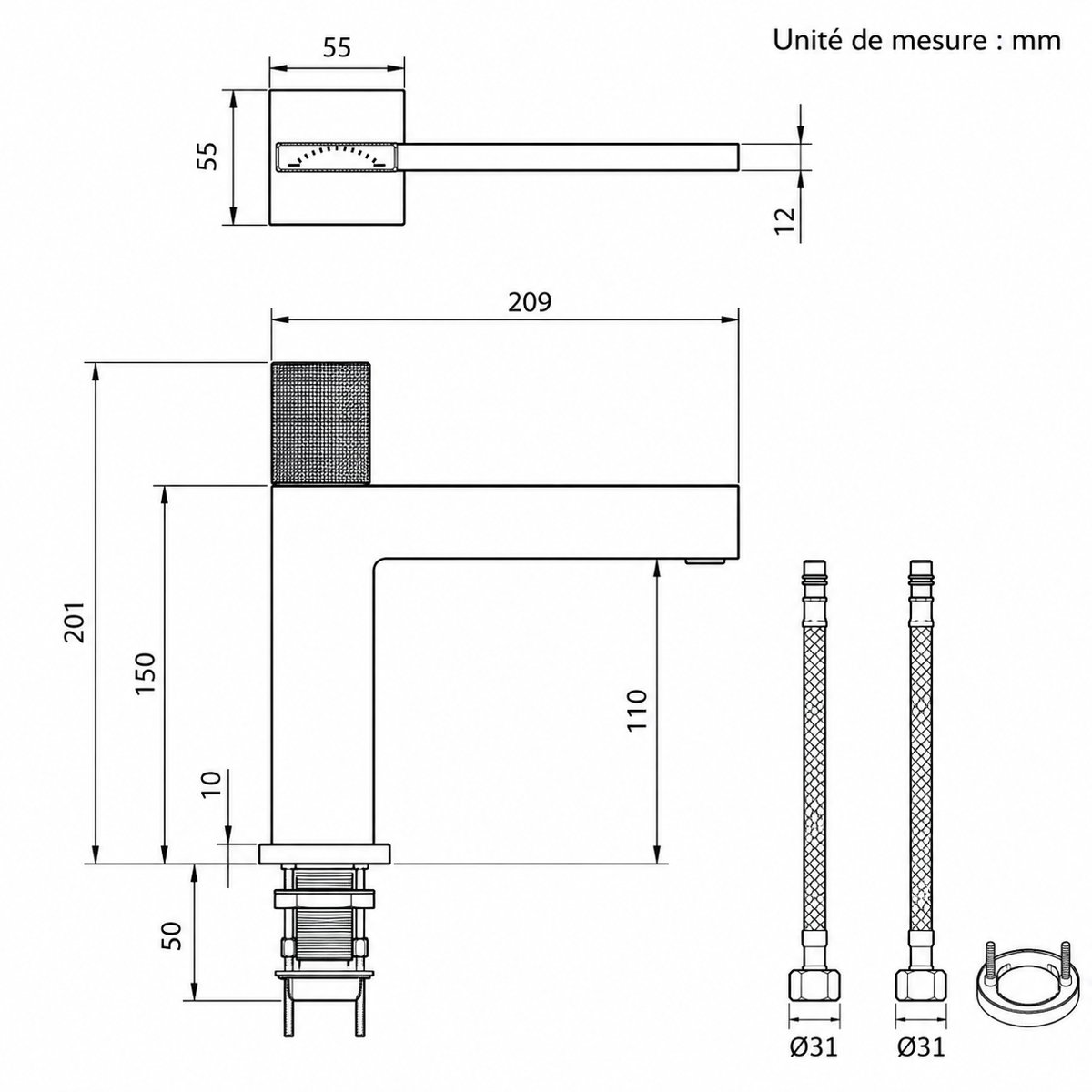 Robinet de vasque or brossé