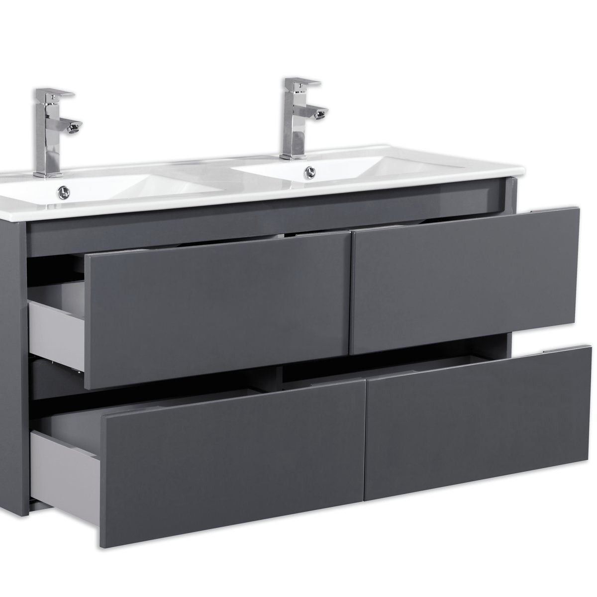 Ensemble salle de bain 120 cm gris laqué Aquadoli