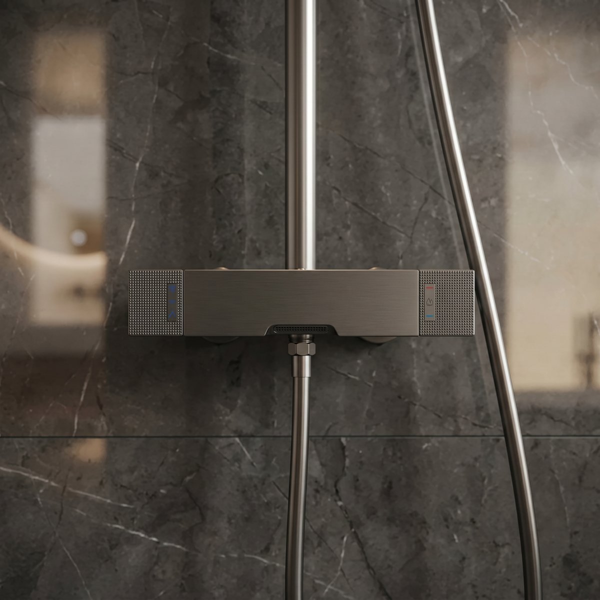 Colonne de douche et bain gris brossé