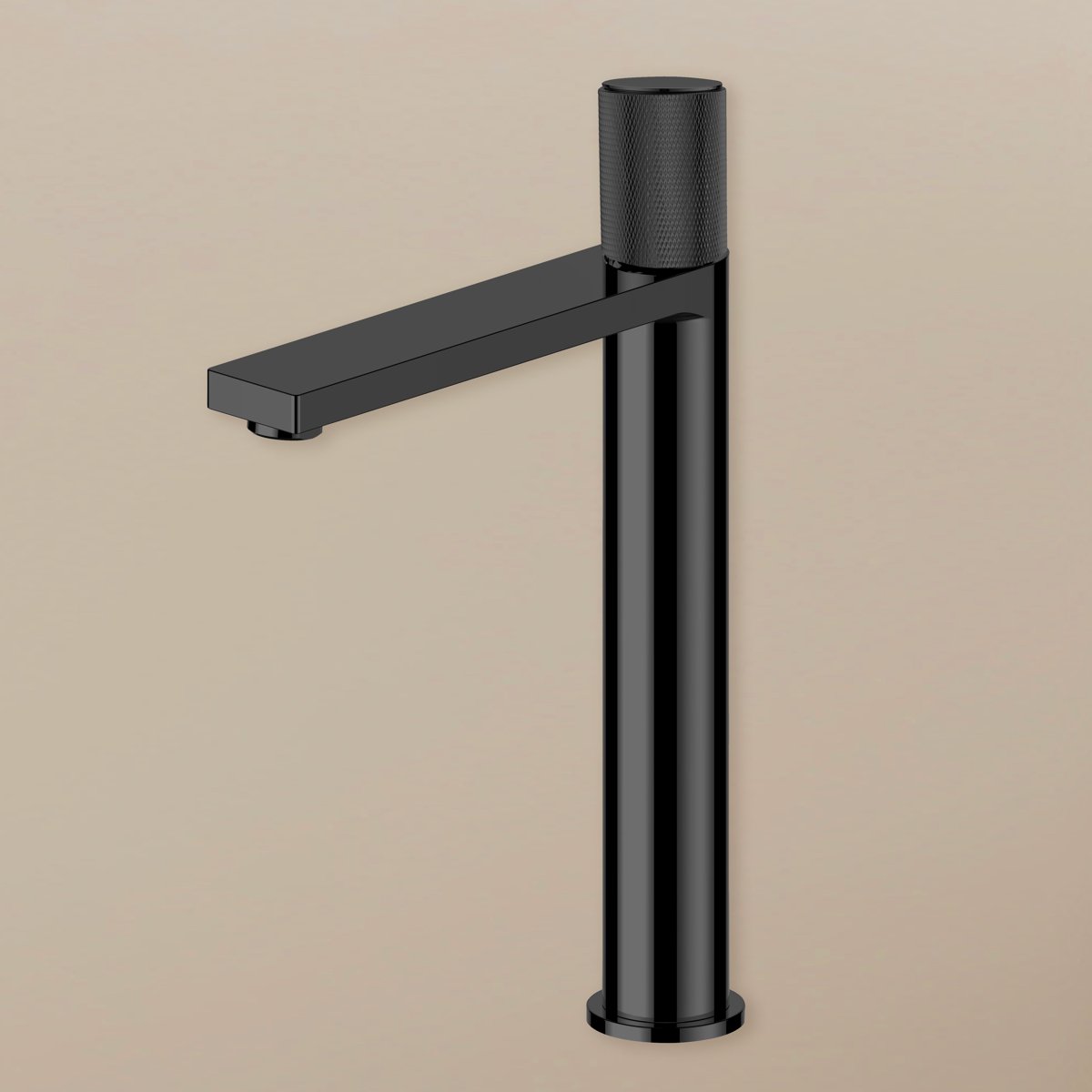 Robinet mitigeur haut strié noir mat