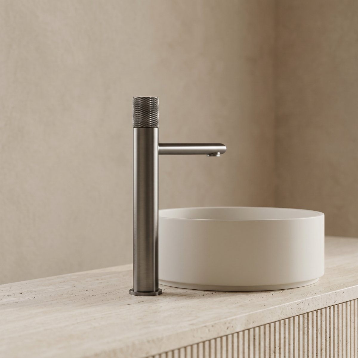 Mitigeur XL pour vasque gris brossé