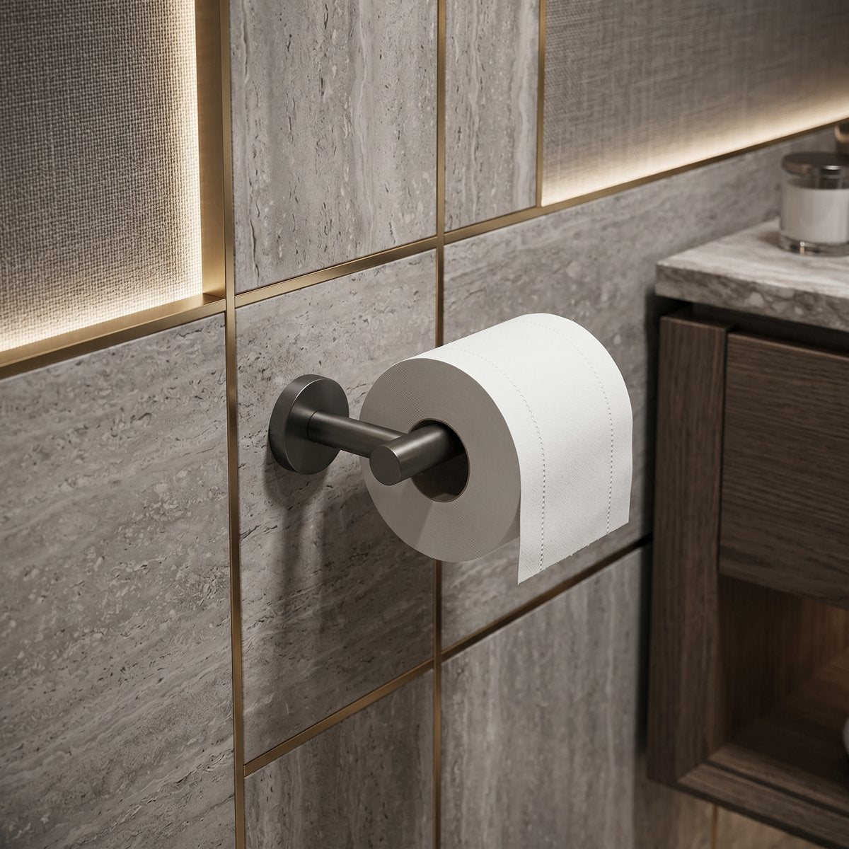 Porte-serviettes / papier WC gris brossé