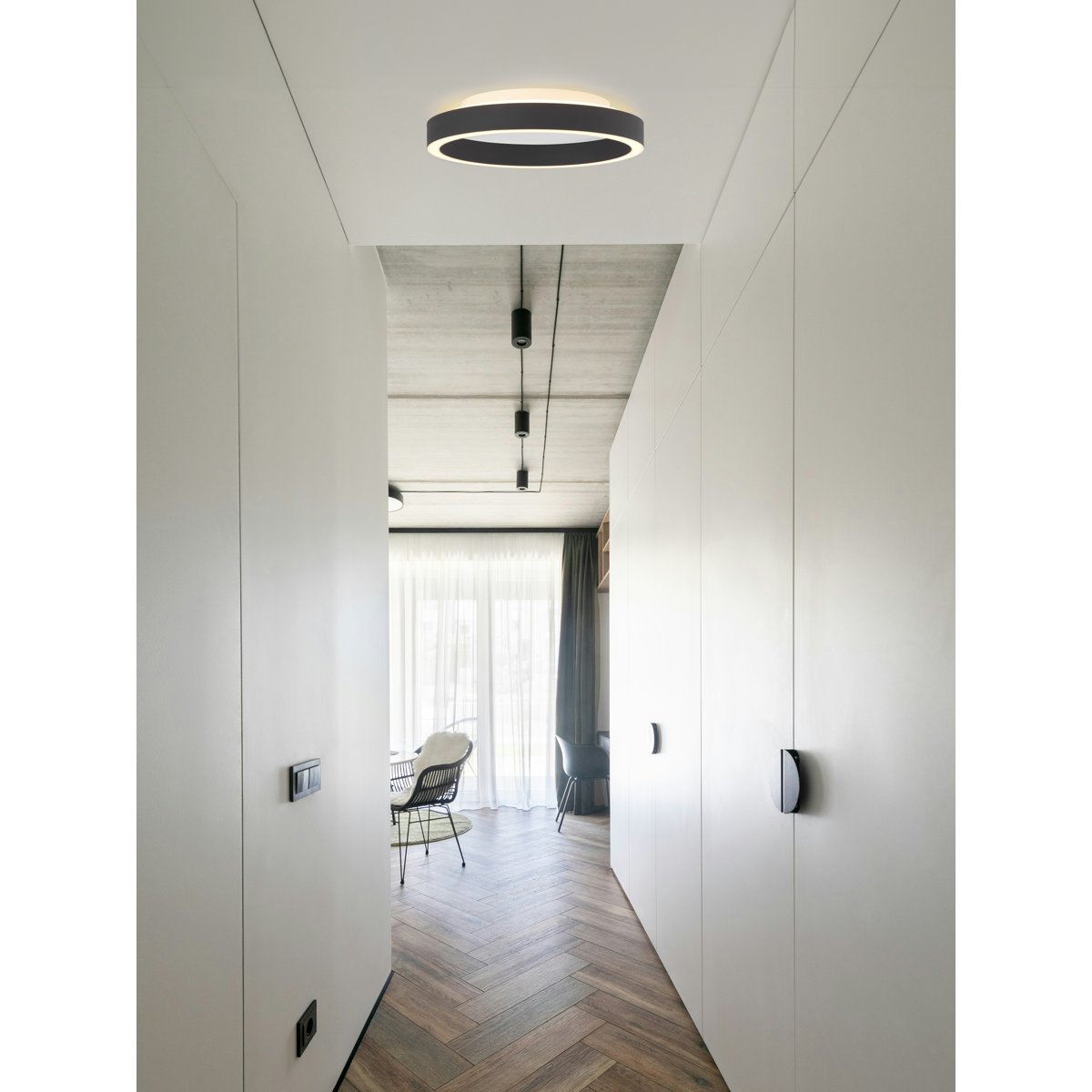 Plafonnier LED Backlight String Ø40 25 W, variateur 3 niveaux à mémoire – Blanc