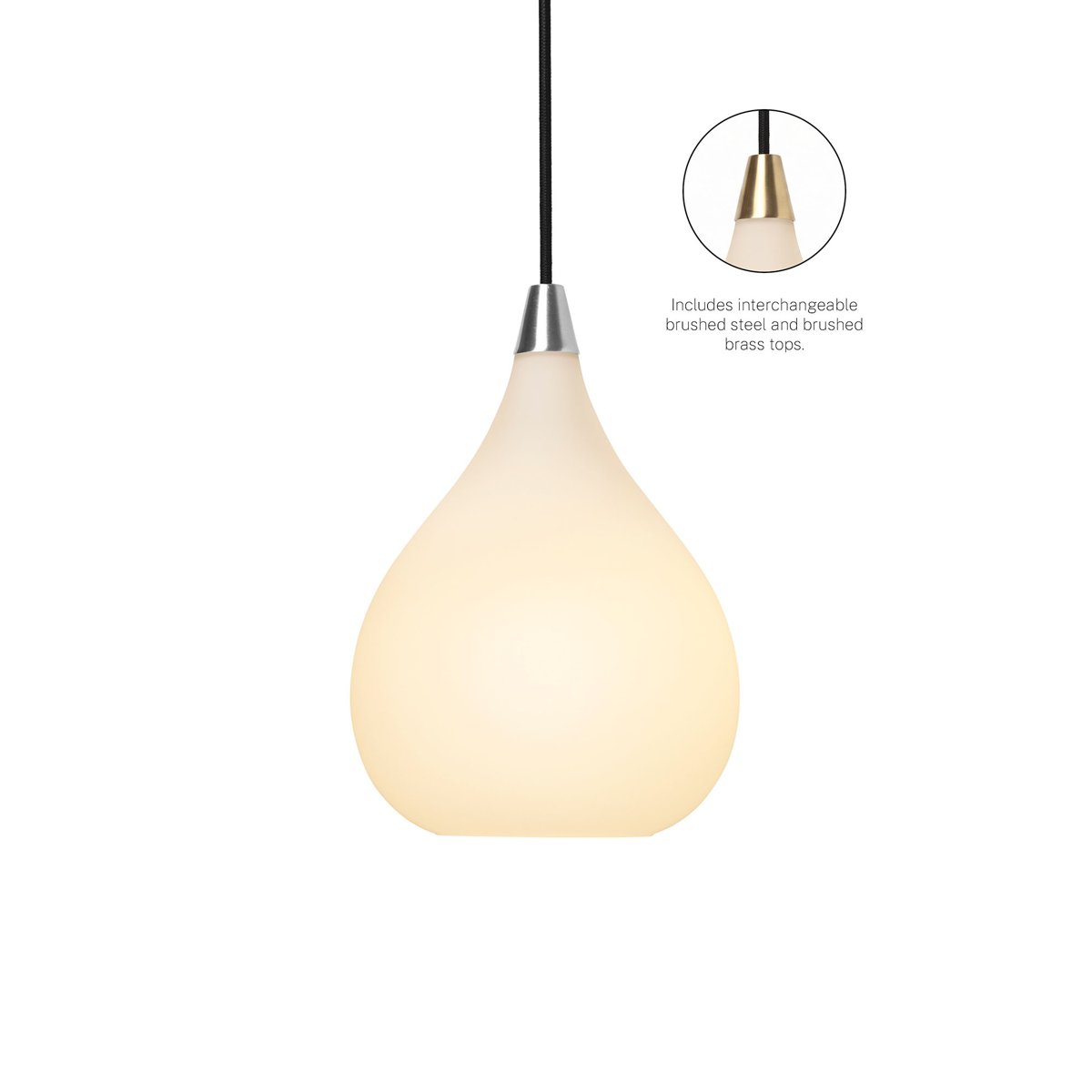 Suspension Drops Ø17 – Verre opale / acier