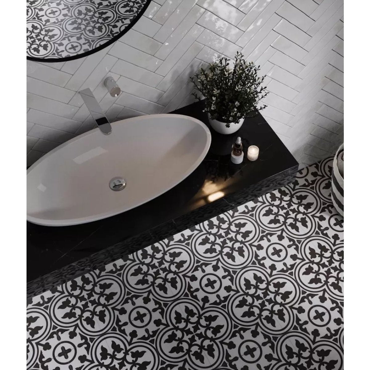 Carrelage Carreaux de Ciment LA MADELEINE 20x20 Flavie Blanc