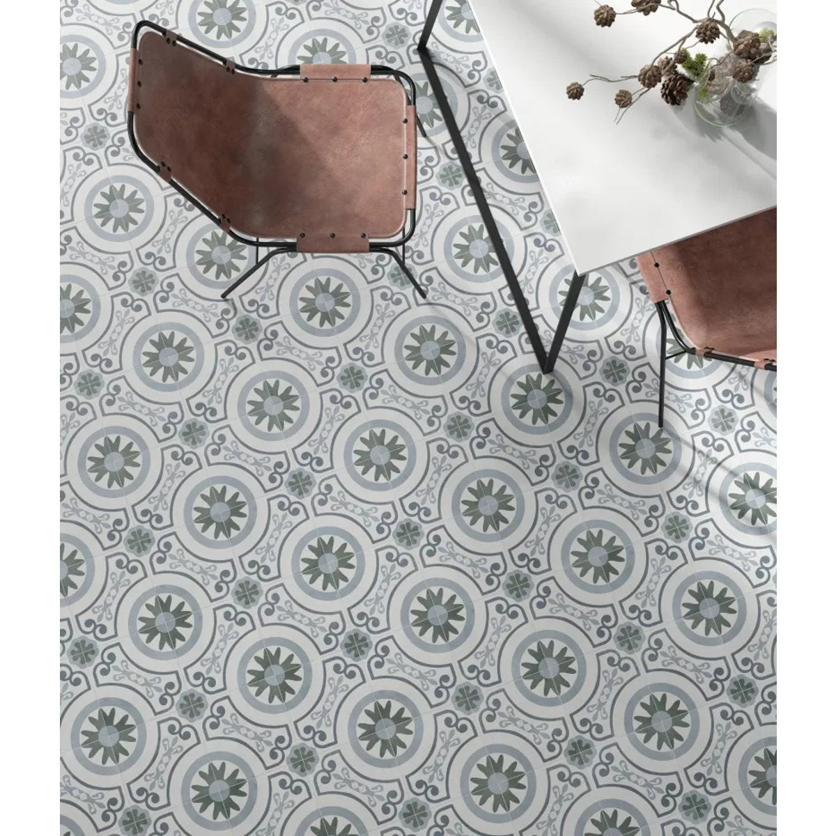Carrelage Imitation Carreaux De Ciment 22,3x22,3 HAVANA White Garden