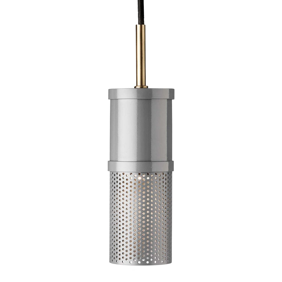 Suspension cylindre Frame Ø6 cm G10 – Gris clair / laiton antique