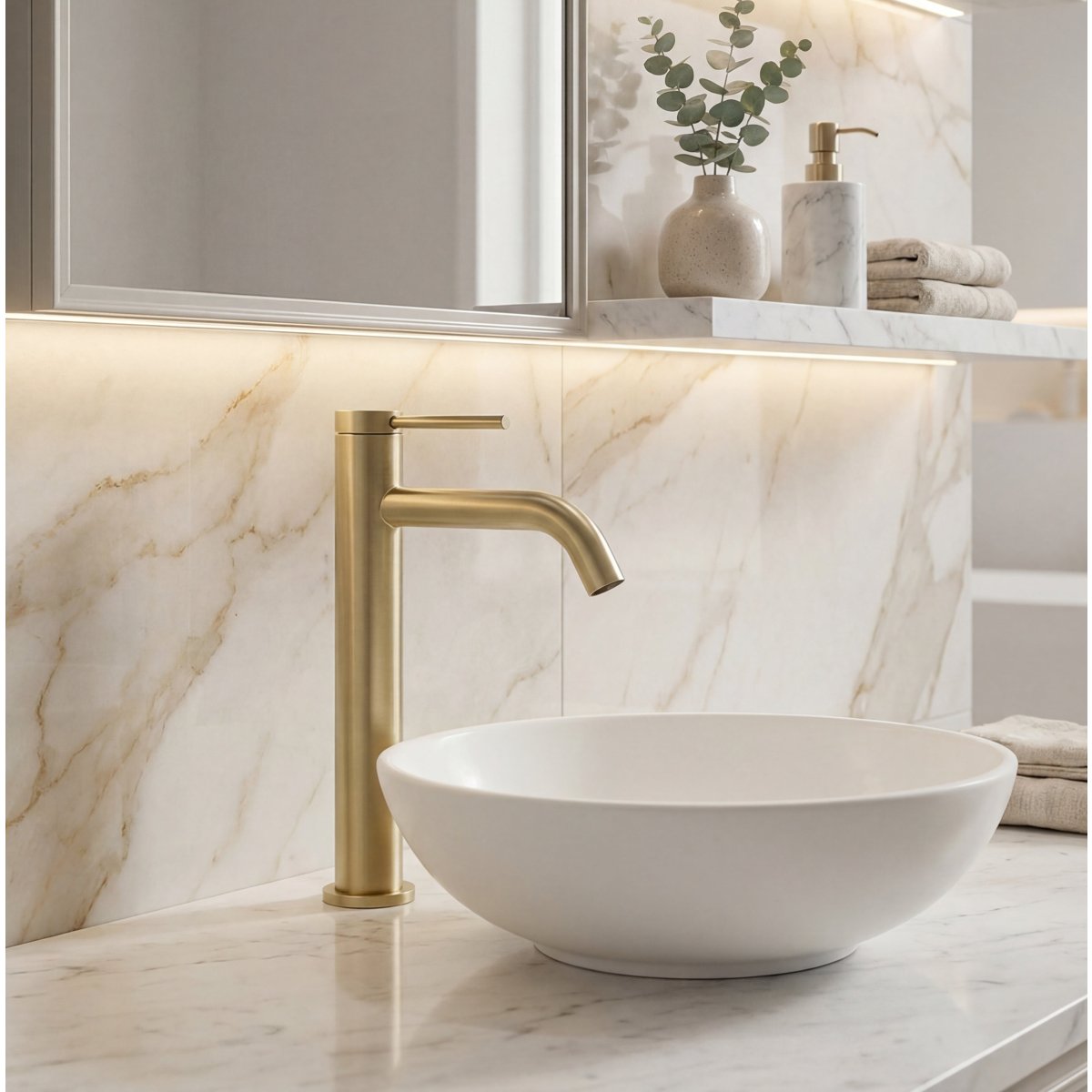 Mitigeur de salle de bain or brossé