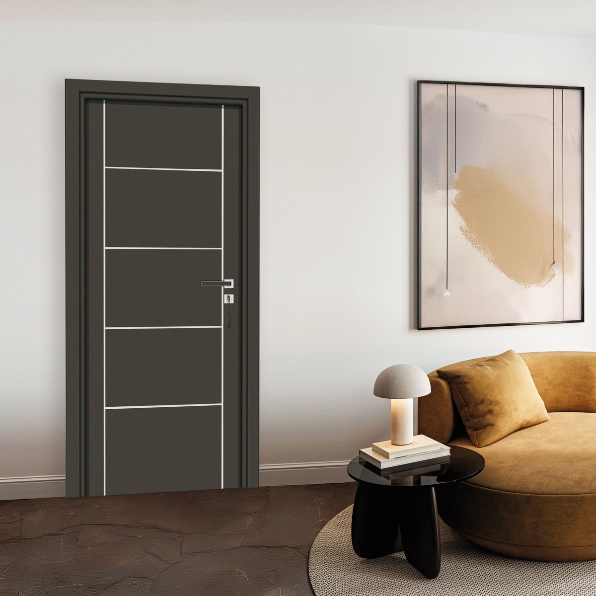 Bloc-porte Seymour - Cuir basalte