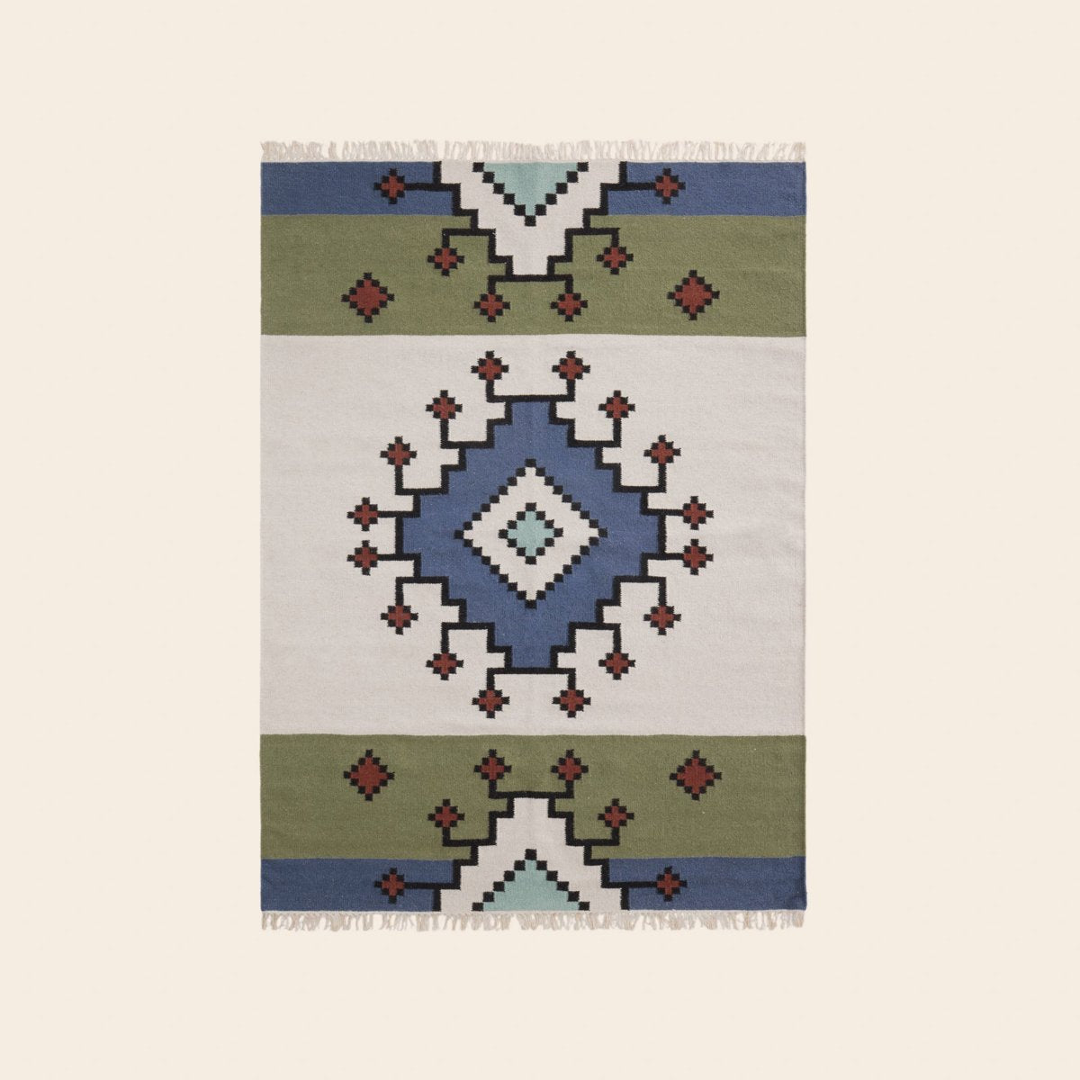 Tapis de sol BOUEKRI naturel et bleu