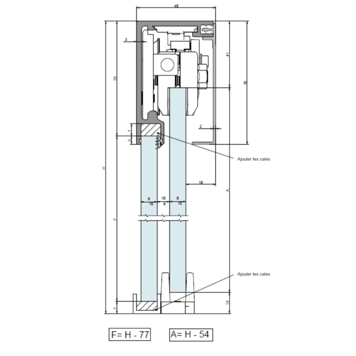 Paroi de douche coulissante Mur-Mur SANHECO sur mesure - Inox