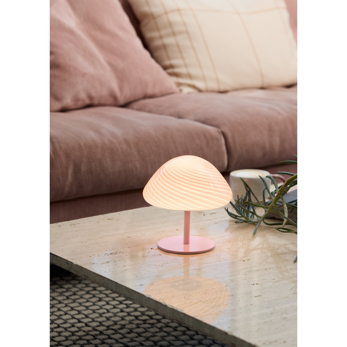 Lampe à poser Candy Mini Mush – Tête en verre, pied en métal rose