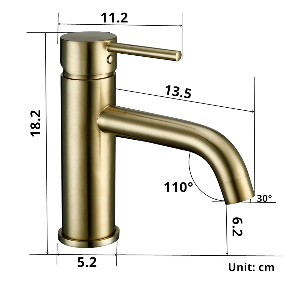 Mitigeur de salle de bain or brossé