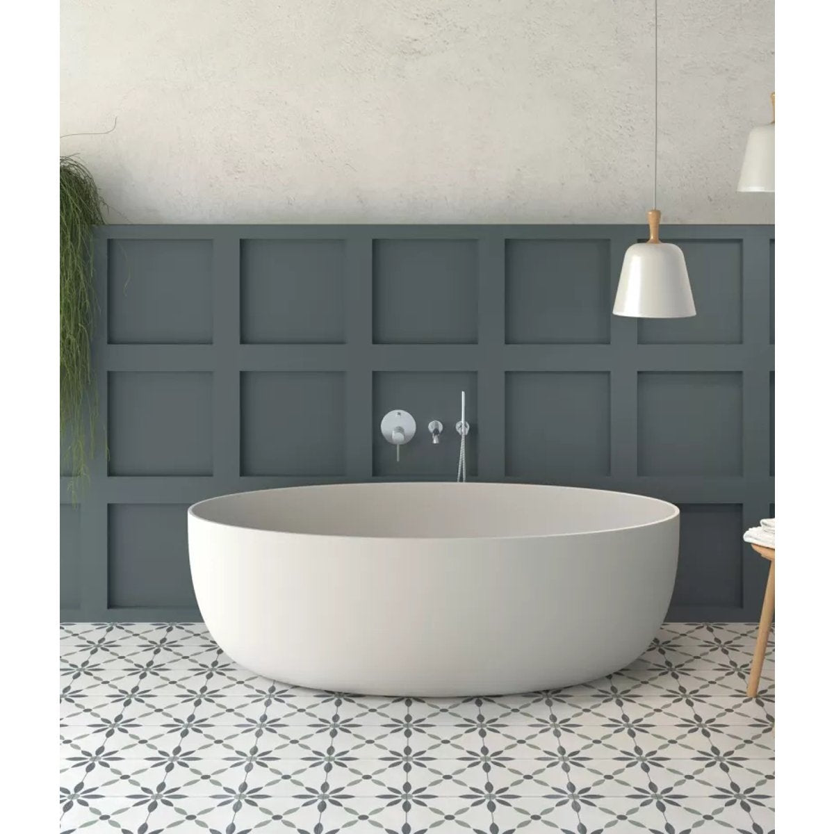 Carrelage Imitation Carreaux De Ciment 22,3x22,3 HAVANA White Flowers
