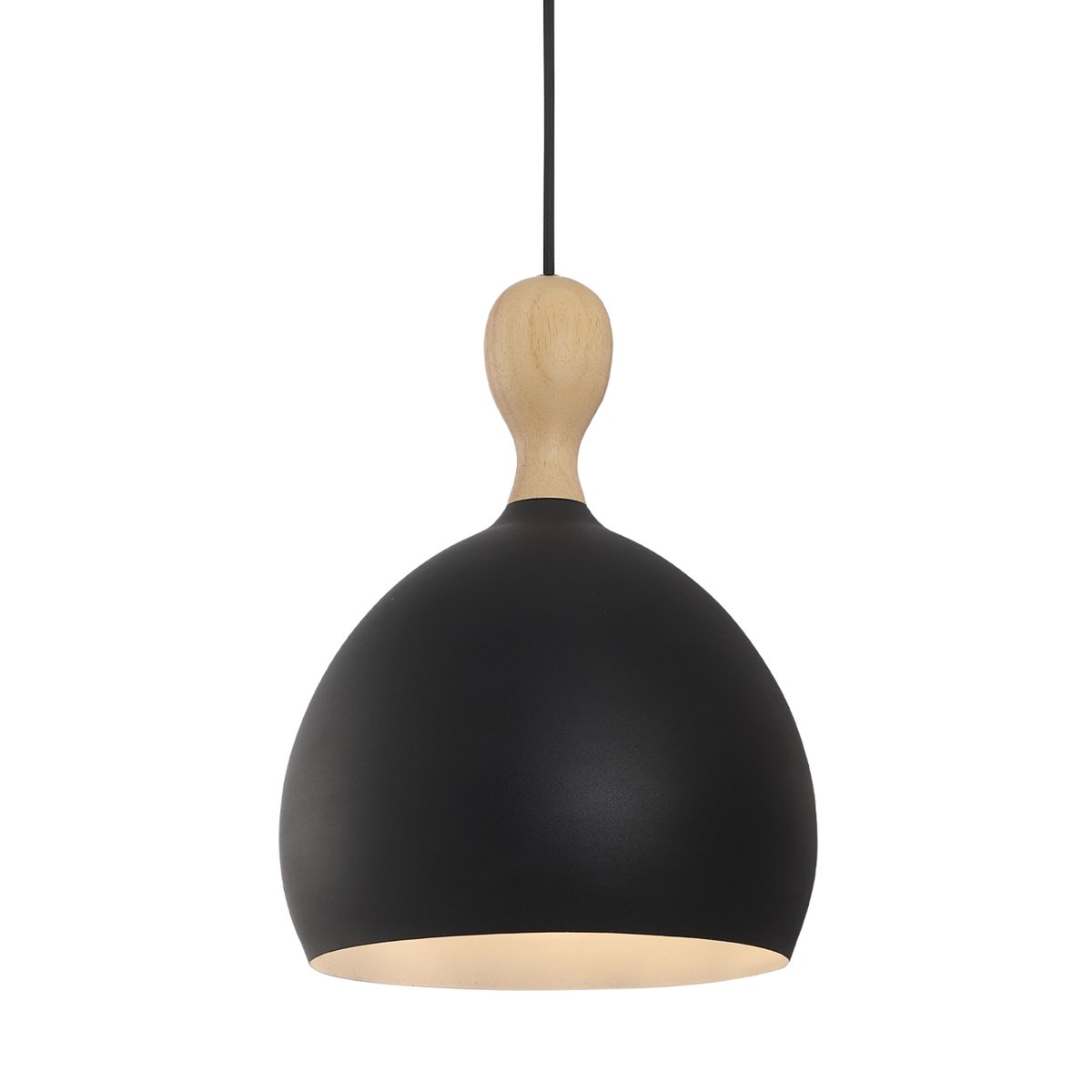 Suspension Dueodde métal et bois Ø24 cm E27 – Noir