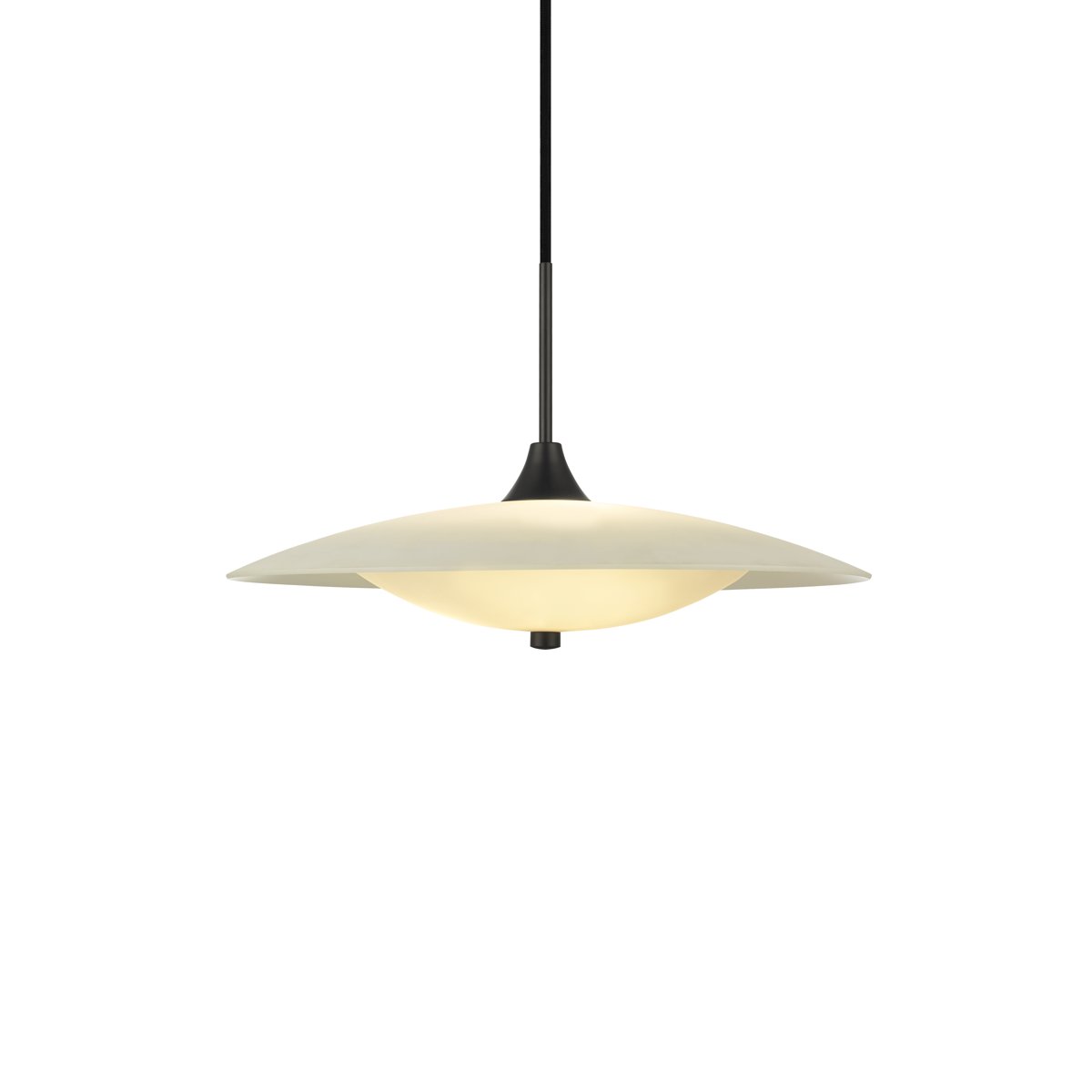Suspension Baroni Ø46 – Verre opale / métal noir