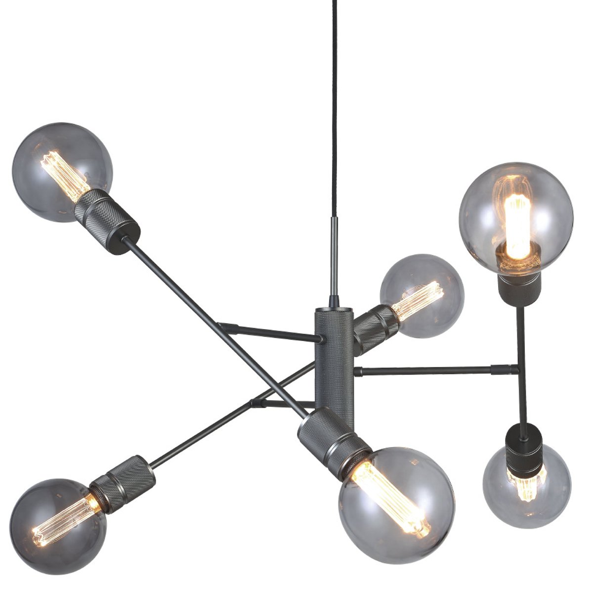 Suspension Halo 6 lumières E27 réglable – Noir canon