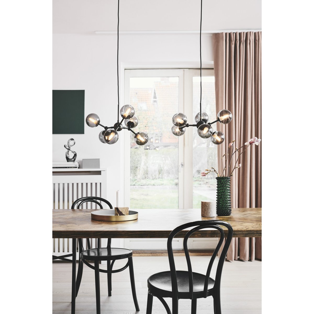 Mini-lustre Atom 6 x G9 – Noir / verre fumé