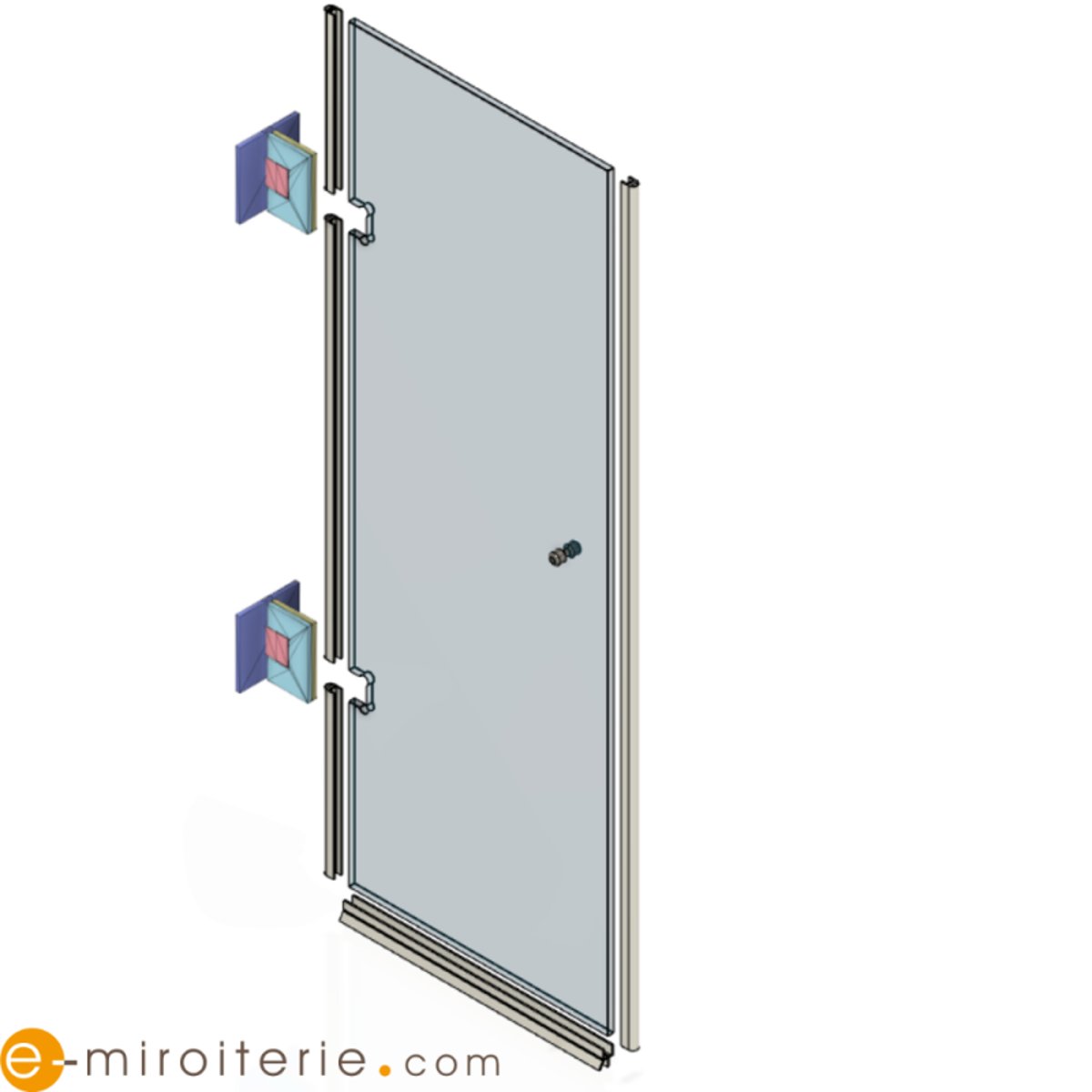 Portes de douche doubles en verre trempé 8mm sur mesure SALOON - Nickel Brossé