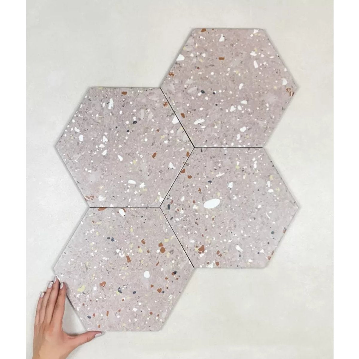 Carrelage Effet Terrazzo Hexagonal AROUSA 25,8x29 Rosa