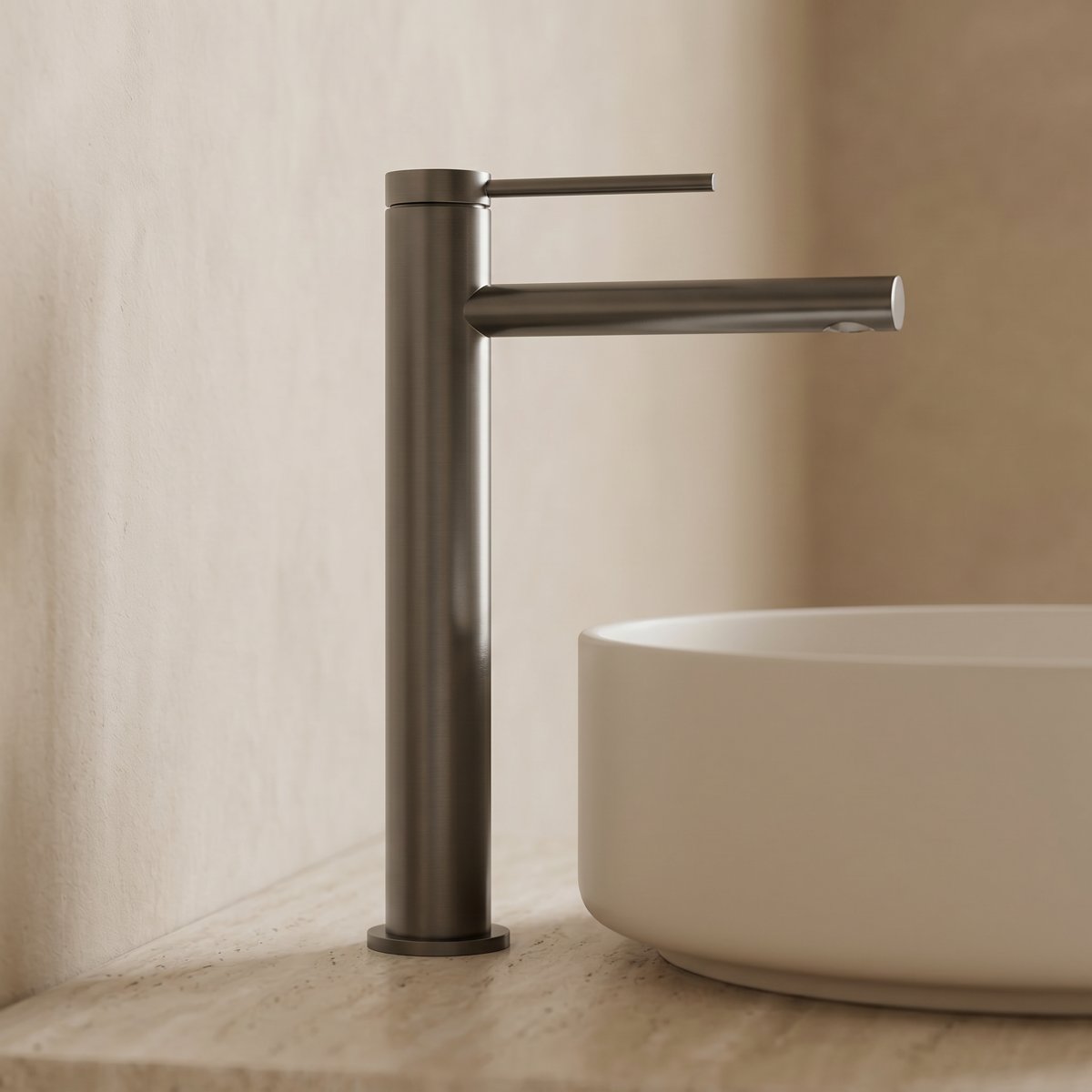 Mitigeur XL pour vasque gris brossé