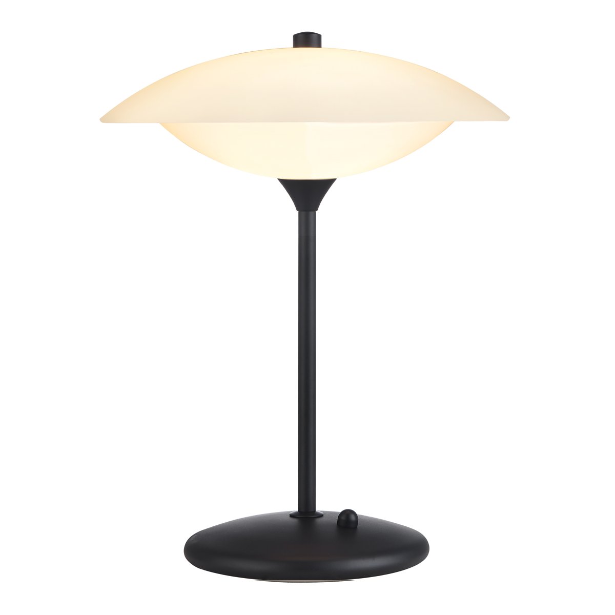 Lampe à poser Baroni Ø30 – Verre opale / métal noir