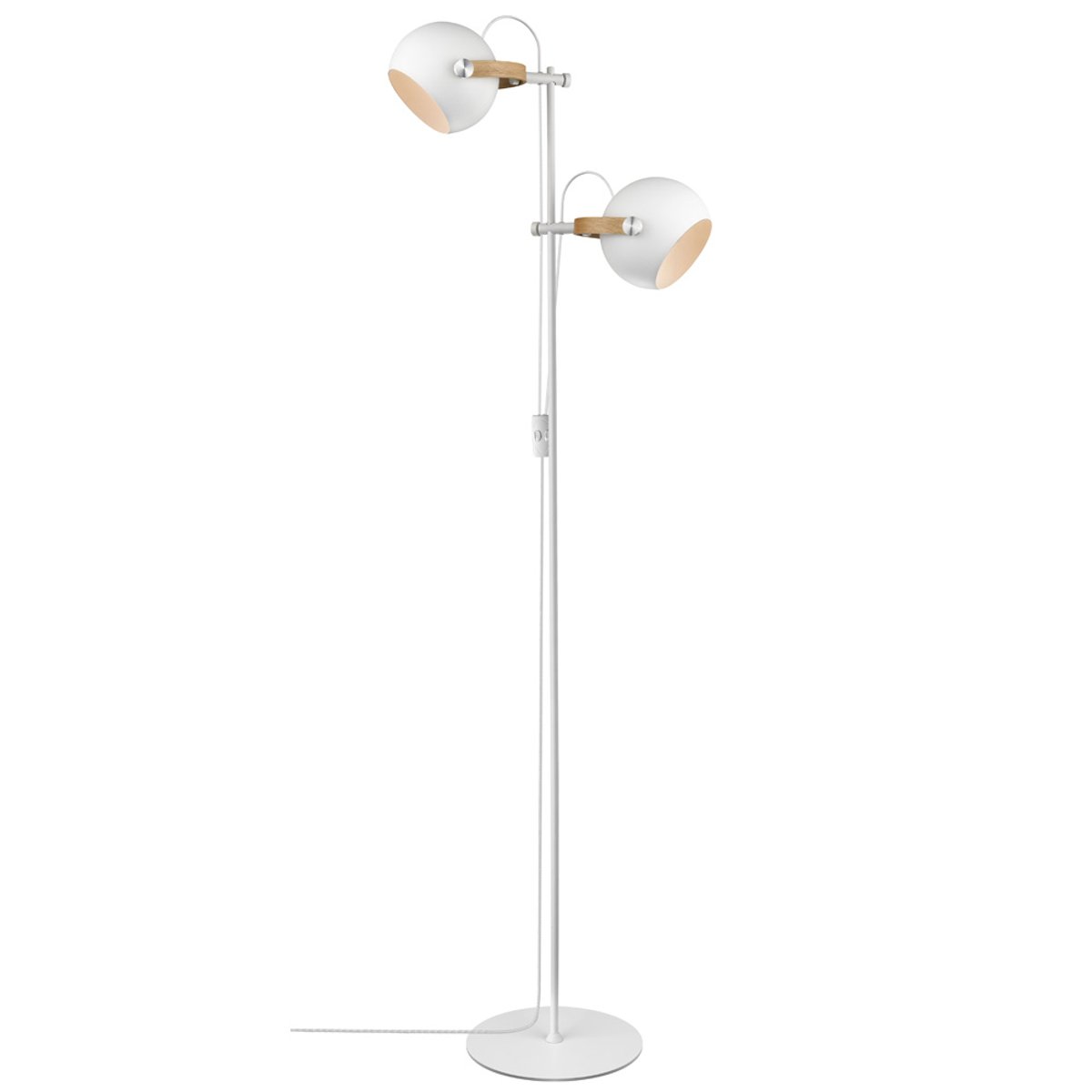 Lampadaire DC 2 lumières Ø18 E27 – Blanc / chêne