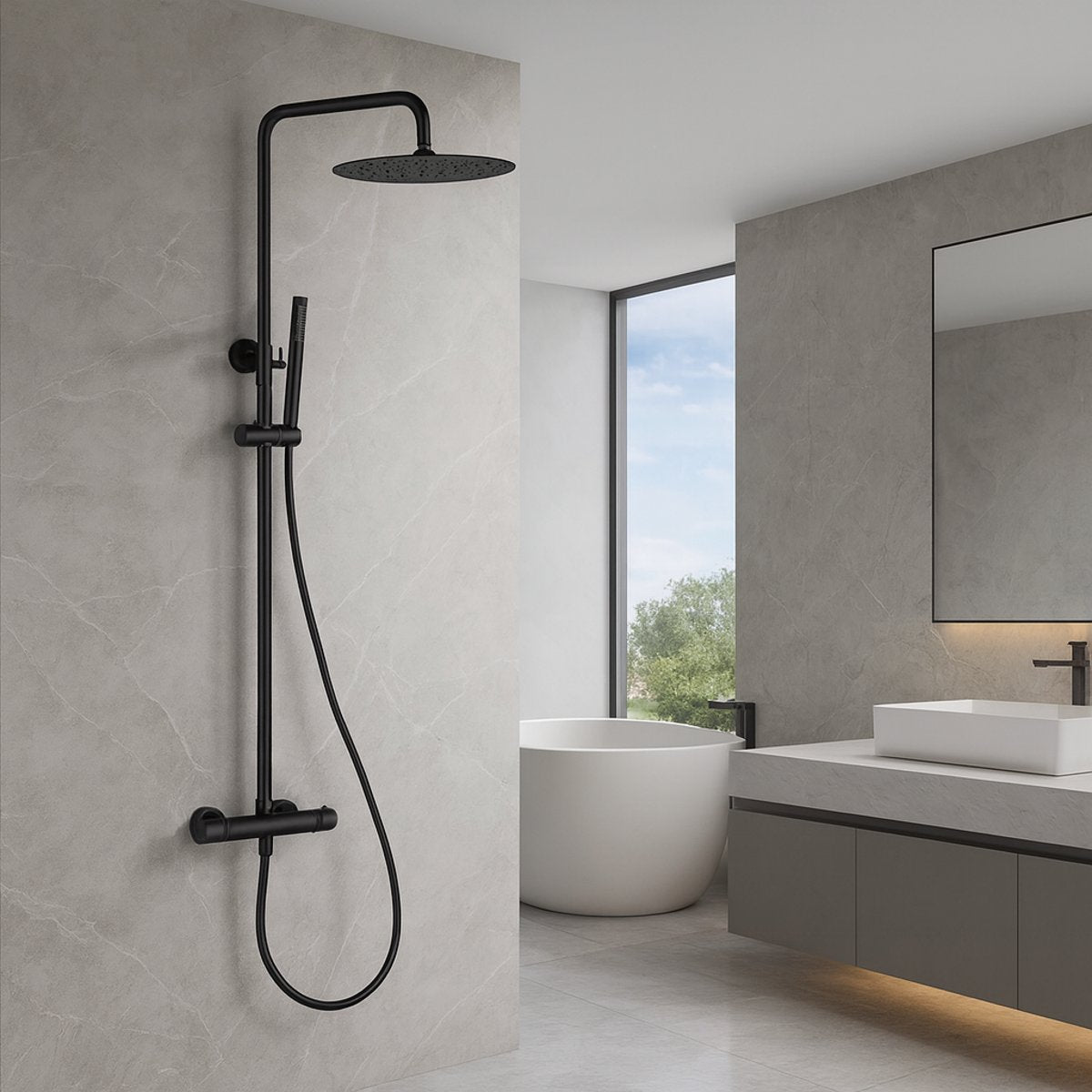 Colonne de douche thermostatique noir mate
