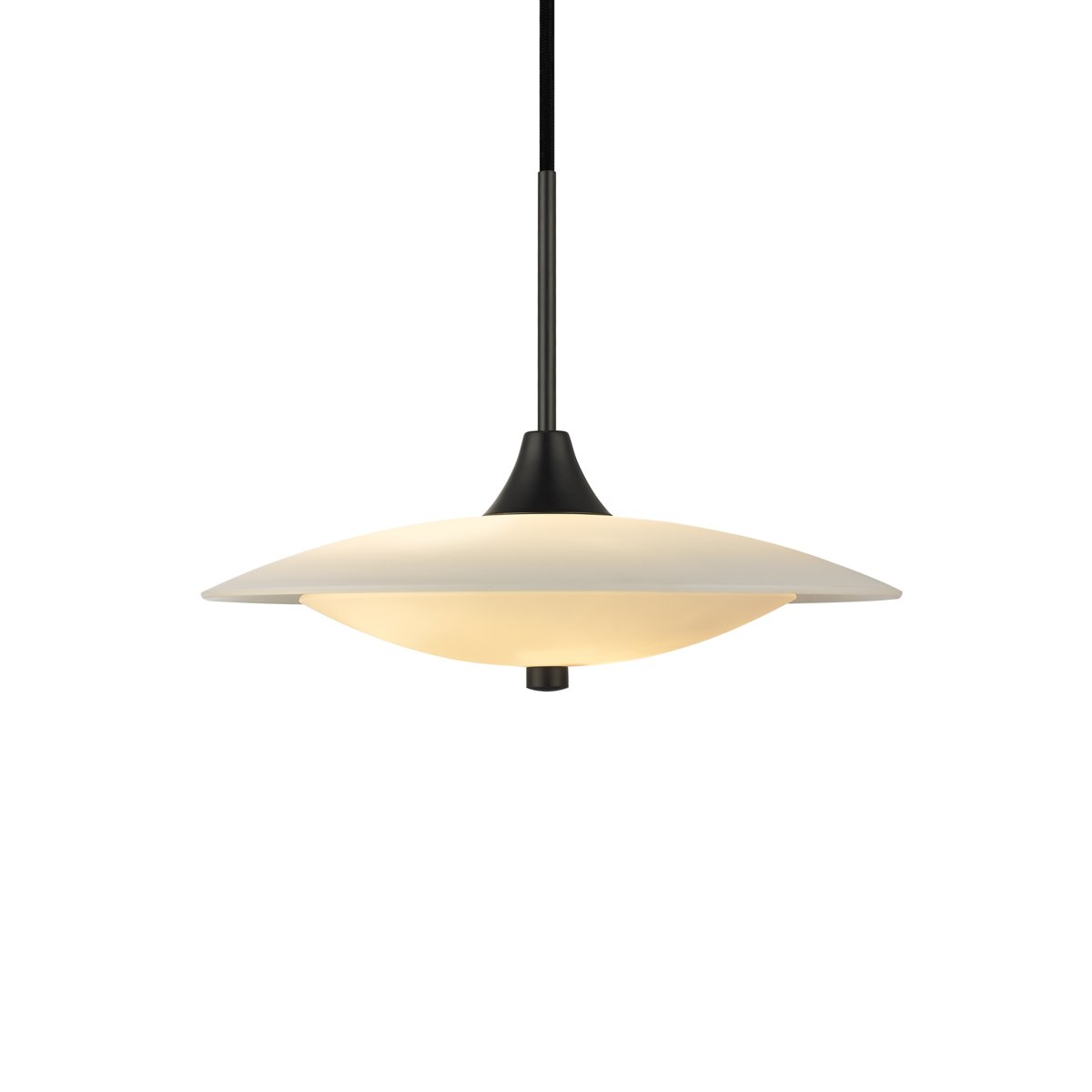Suspension Baroni Ø40 – Verre opale / métal noir