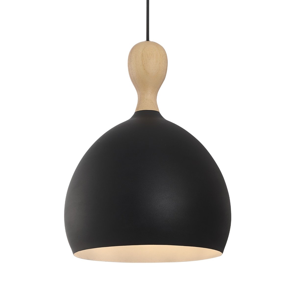 Suspension Dueodde métal et bois Ø30 cm E27 – Noir