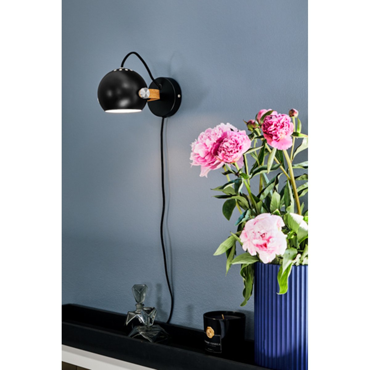 Applique DC Ø12 G9 – Noir / chêne