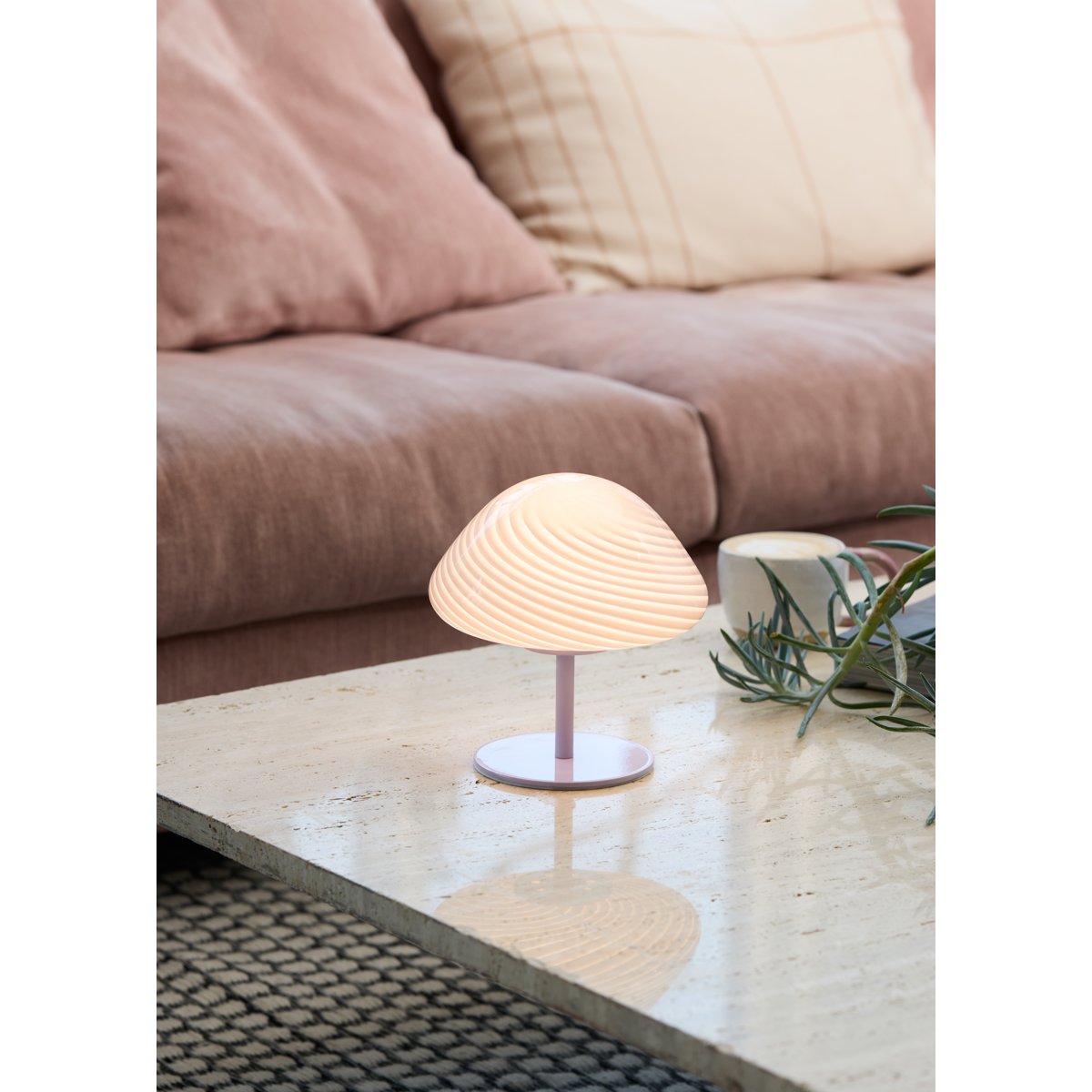 Lampe à poser Candy Mini Mush – Tête en verre, pied en métal violet