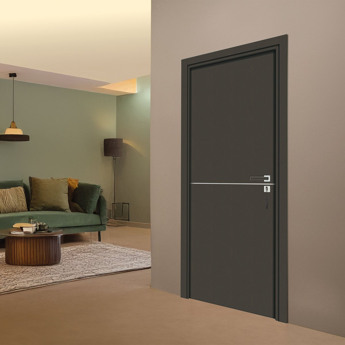 Bloc-porte Riva - Cuir basalte
