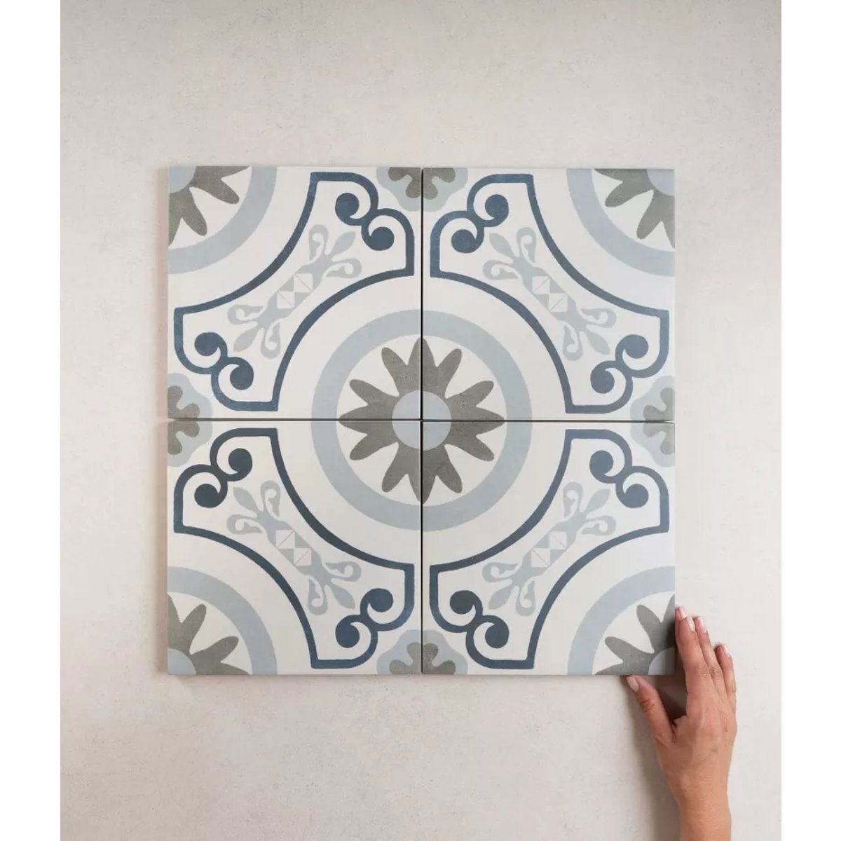 Carrelage Imitation Carreaux De Ciment 22,3x22,3 HAVANA White Garden