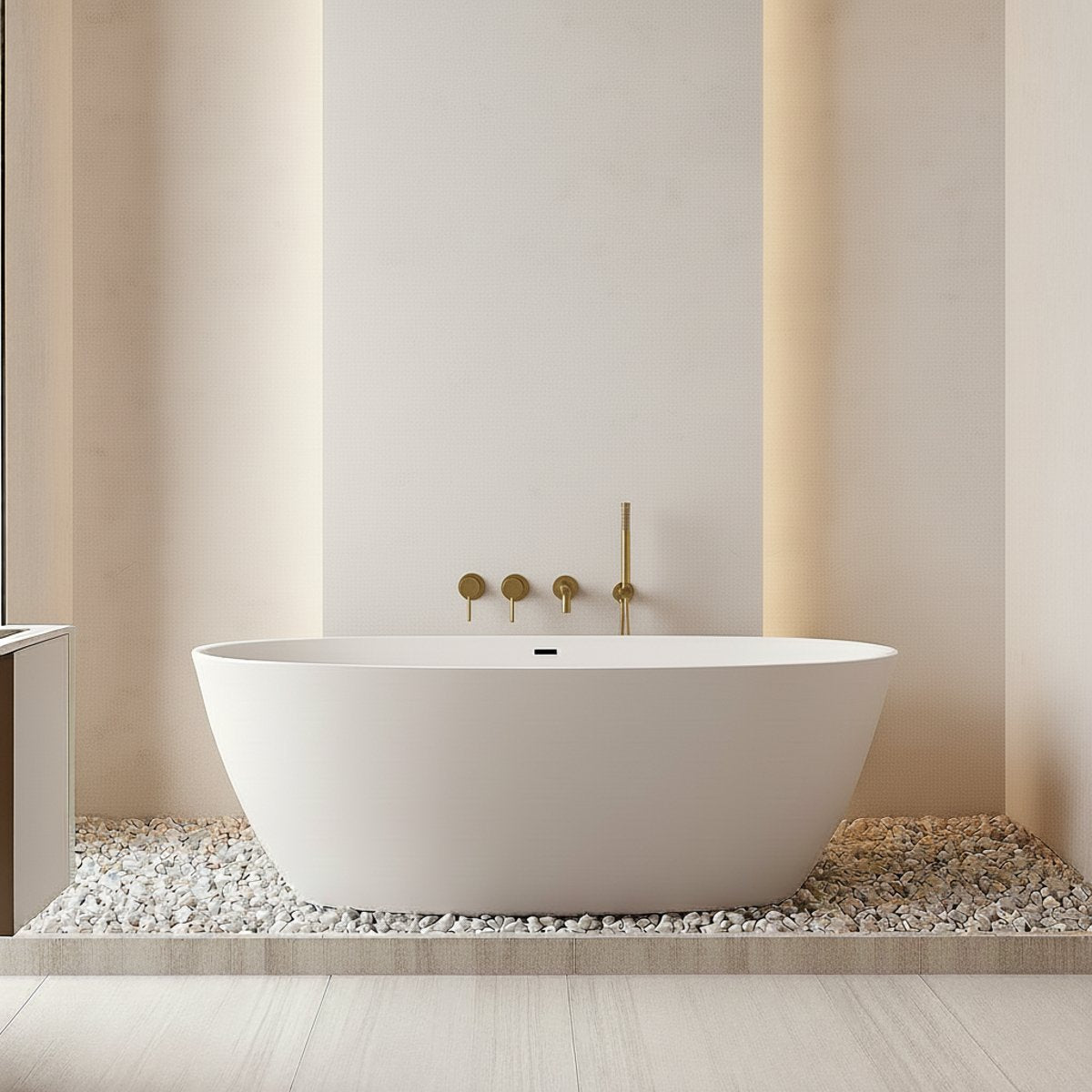 Ensemble de baignoire encastré or brossé