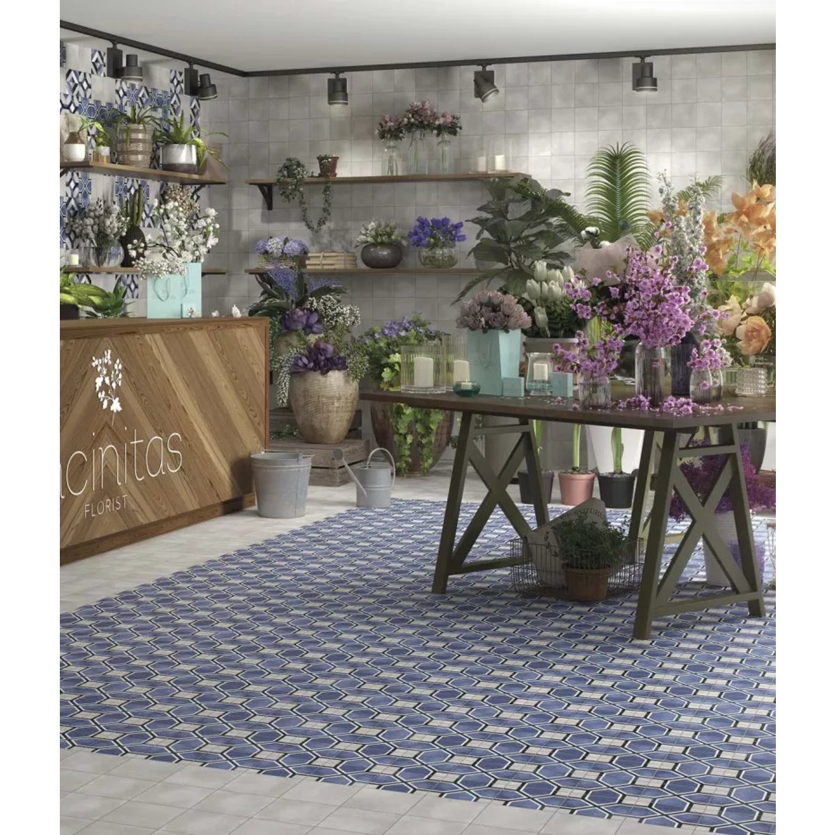Carrelage Carreaux de Ciment FLEUR 15x15 Antoinette