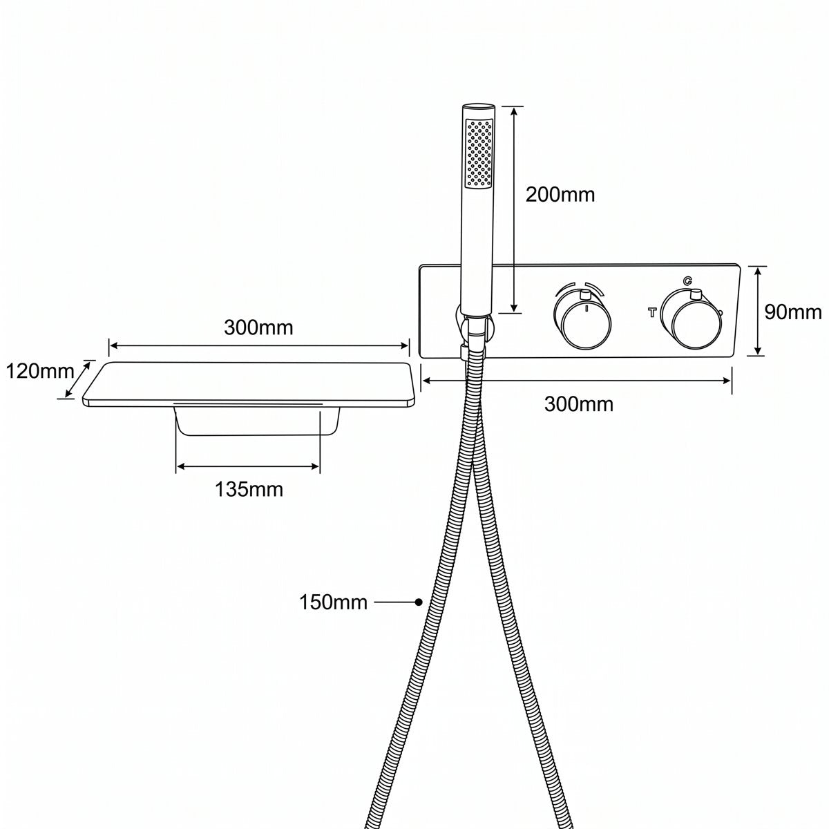 Colonne de douche et bain thermostatique encastrée or brossé