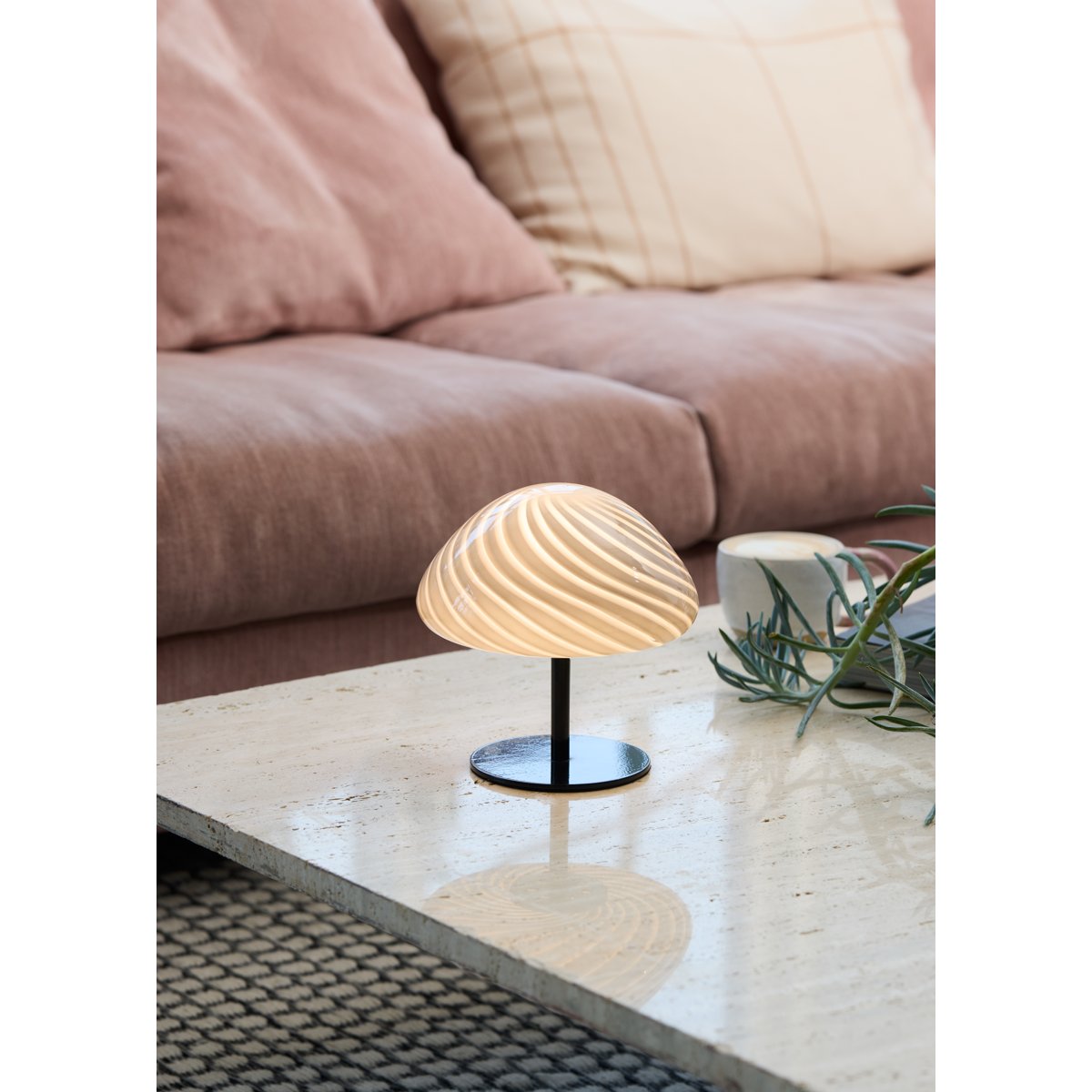 Lampe à poser Candy Mini Mush – Tête en verre, pied en métal noir