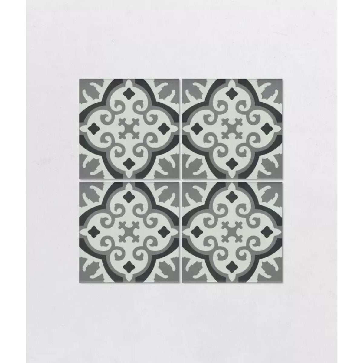 Carrelage Imitation Carreaux De Ciment 20x20 LA VILETTE Otto Noir