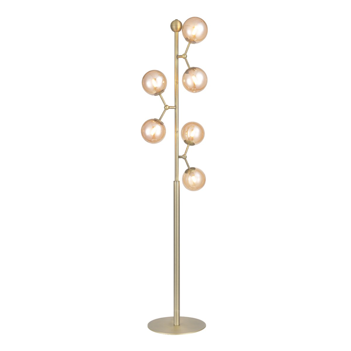 Lampadaire Atom 6 x G9 – Laiton antique / ambre