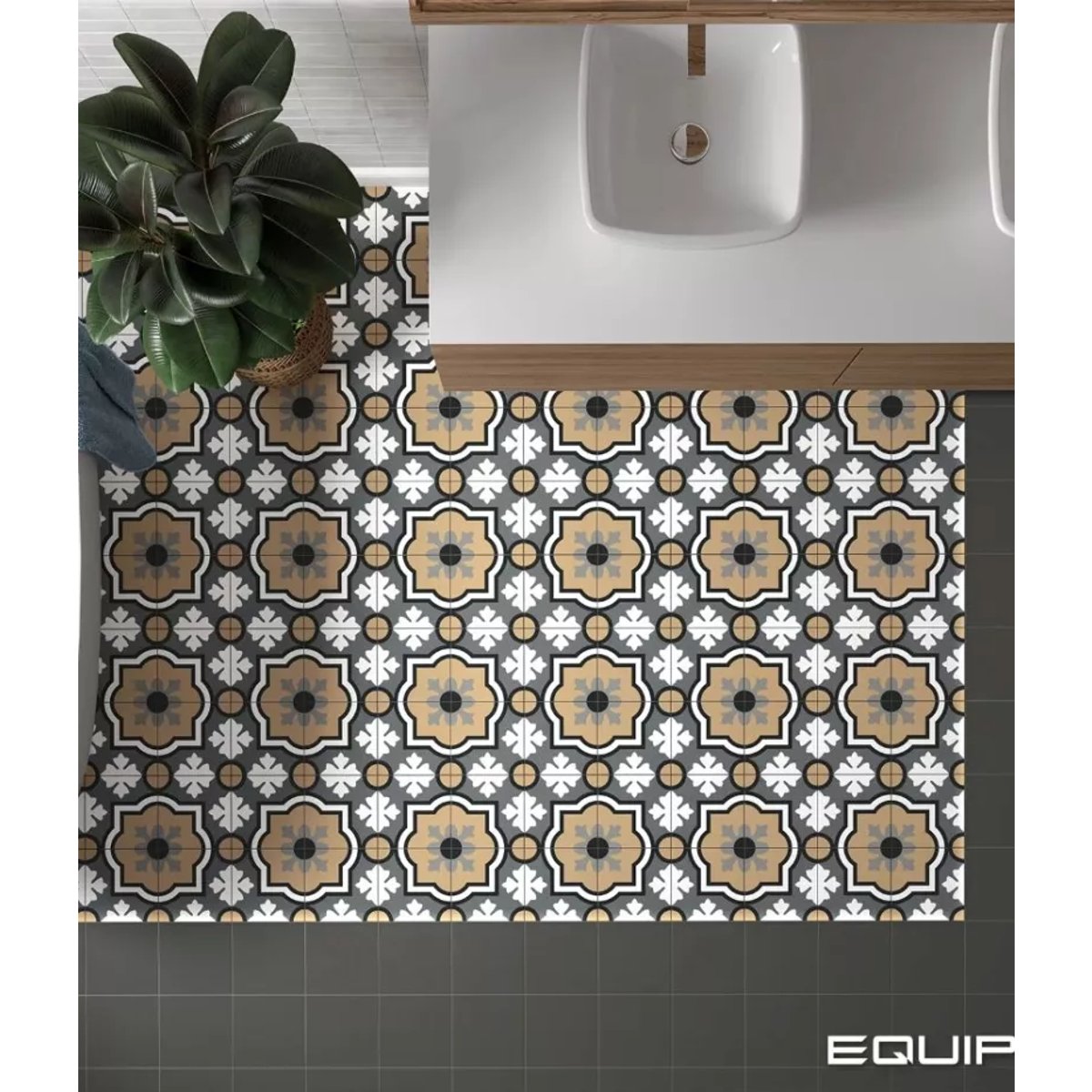 Carrelage Imitation Carreaux De Ciment 20x20 RIVOLI Monaco Gris
