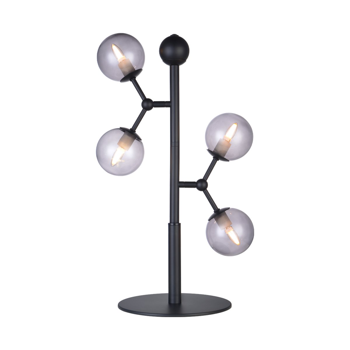 Lampe à poser Atom 4 x G9 – Noir / verre fumé